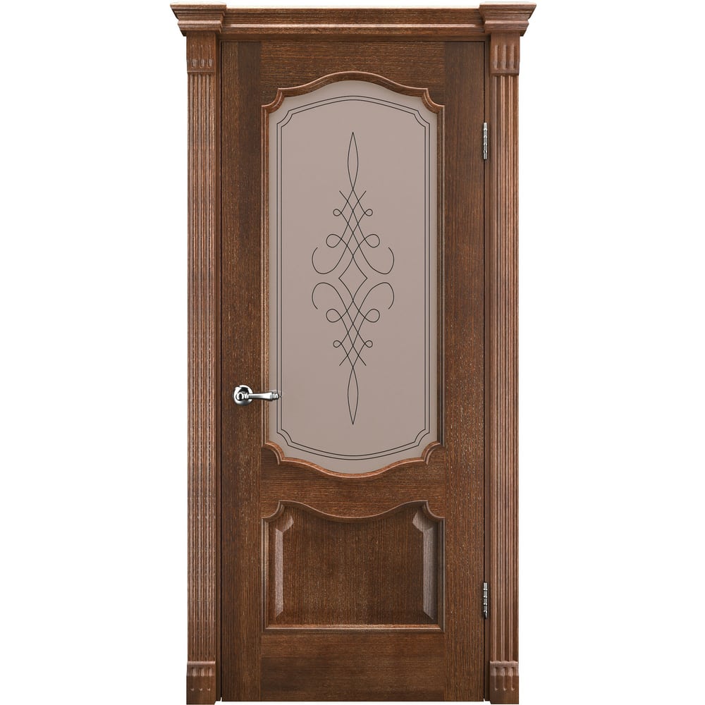 Дверь деревянная Caro 41 Дуб браун (остекленная)