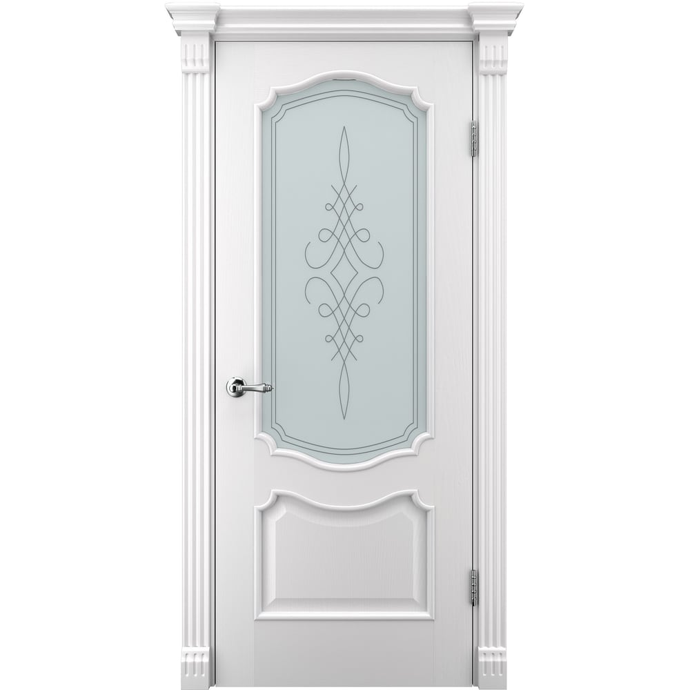 Качественные двери межкомнатные Caro 41 Ясень белый Эмаль (остекленная)