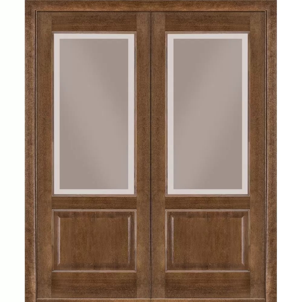Двустворчатые межкомнатные двери Classik 04 ПО (Сатиновое стекло Бронза рисунок 23 )