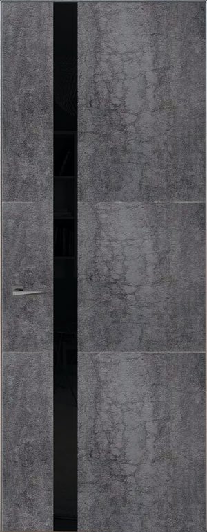 Двери в потолок Loft L7 – покрытые каменный шпон + крашенное стекло