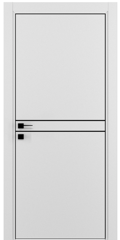 Белые двери с черной ручкой А 02