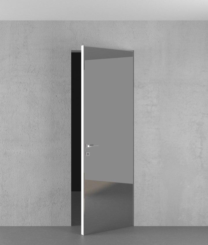 Современная зеркальная дверь скрытого монтажа Invisible line – коллекция скрытых дверей – зеркало