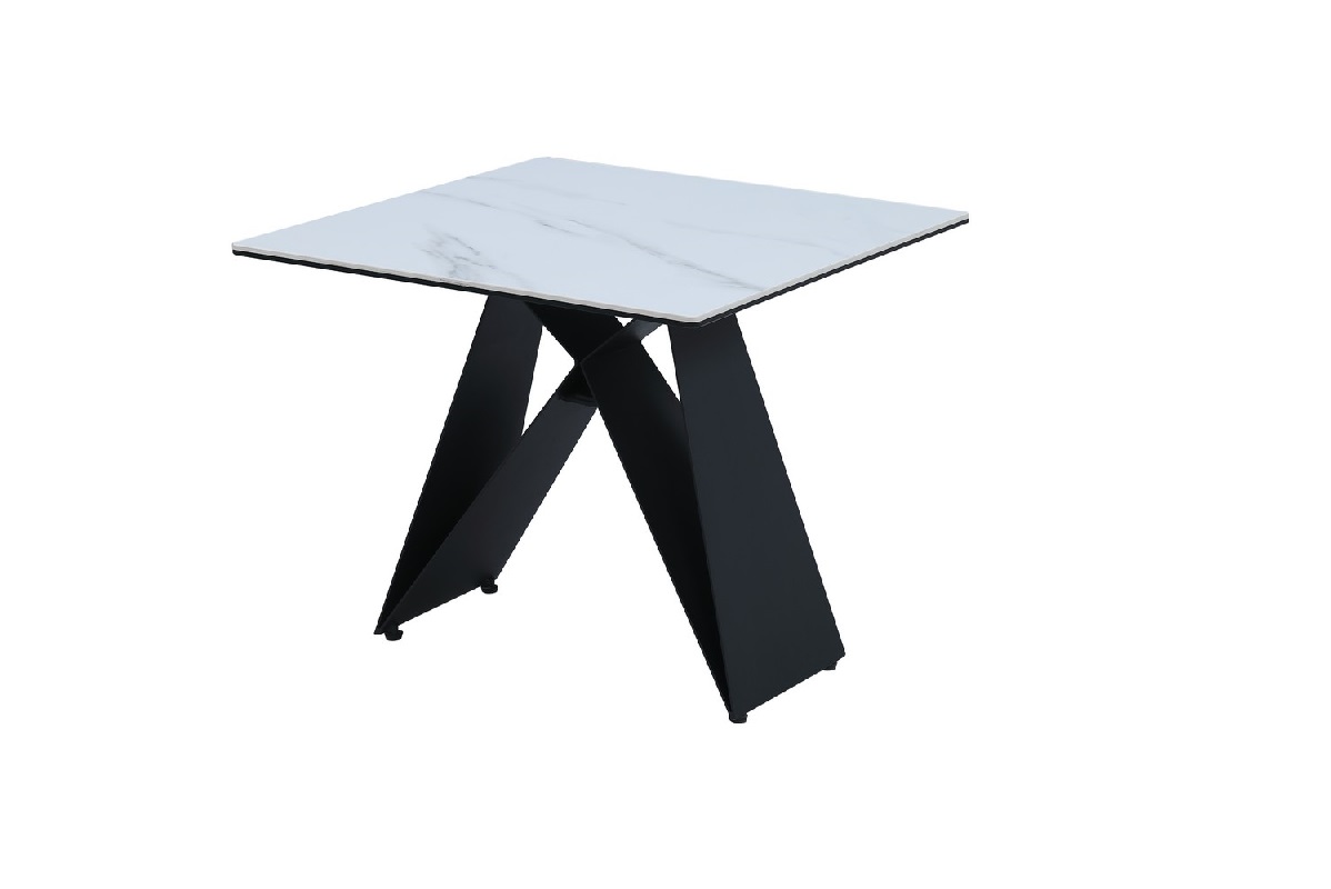 Кофейный стол "Бруно" белый мрамор + черный
