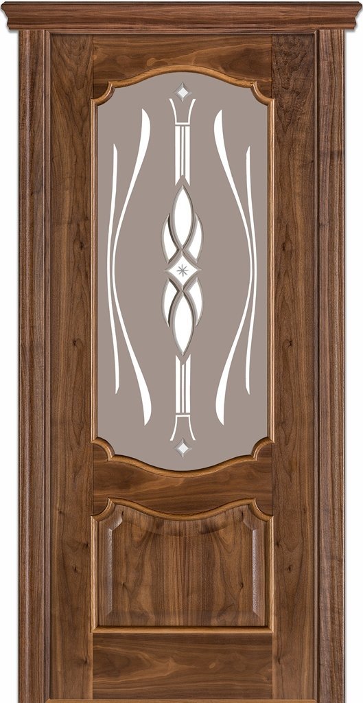Двери межкомнатные деревянные Caro 41 09.ПО (Сатиновое стекло Бронза Бевелз 09)