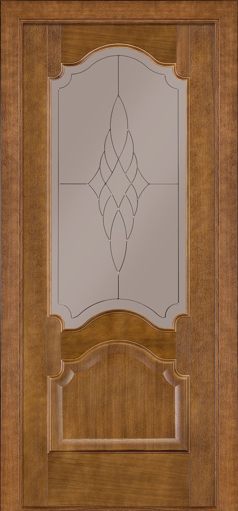 Двери из массива Classik 08 ПО (Сатиновое стекло Бронза 01)